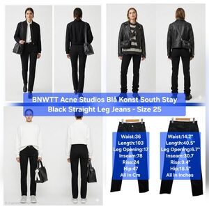 BNWTT Acne Studios Blå Konst South Stay Black Straight Leg Jeans  Size 25